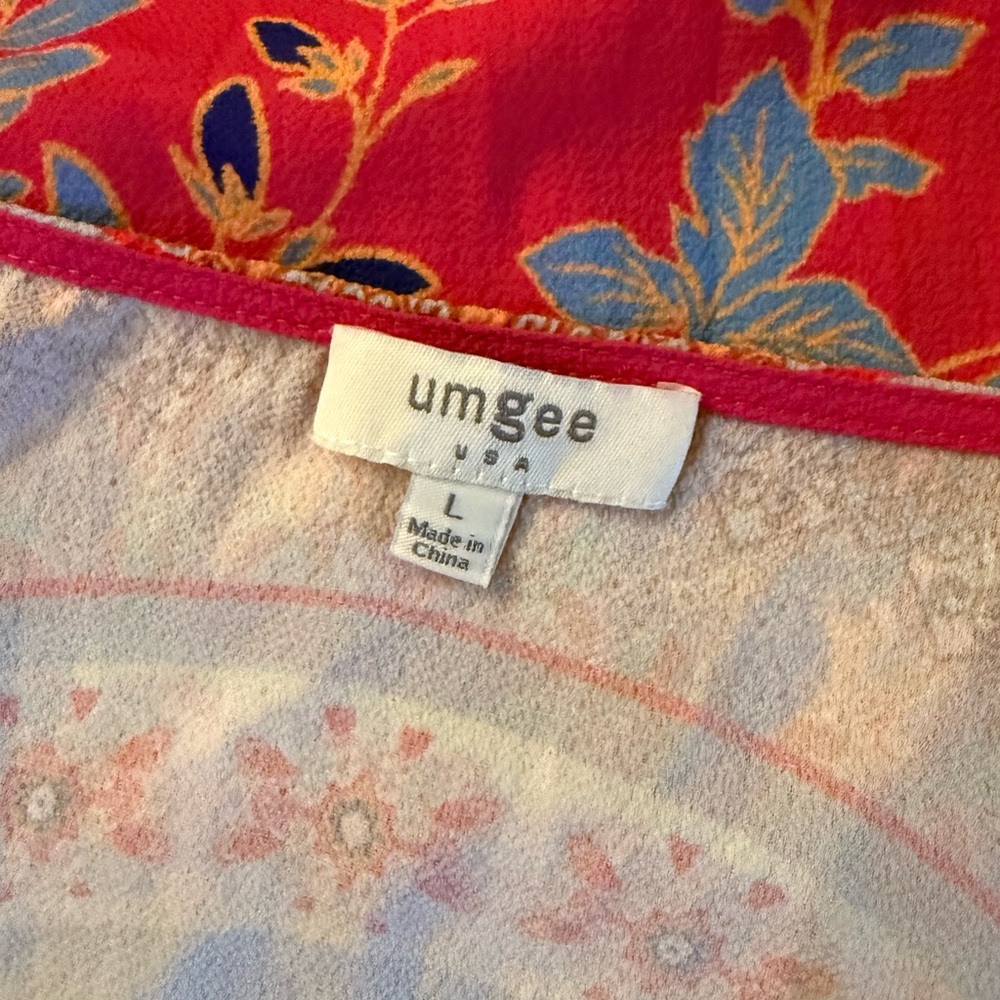 Umgee MEDALLION & FLORAL Oversized Tunic TOP, FUCHSIA Size Large - Picture 5 of 6